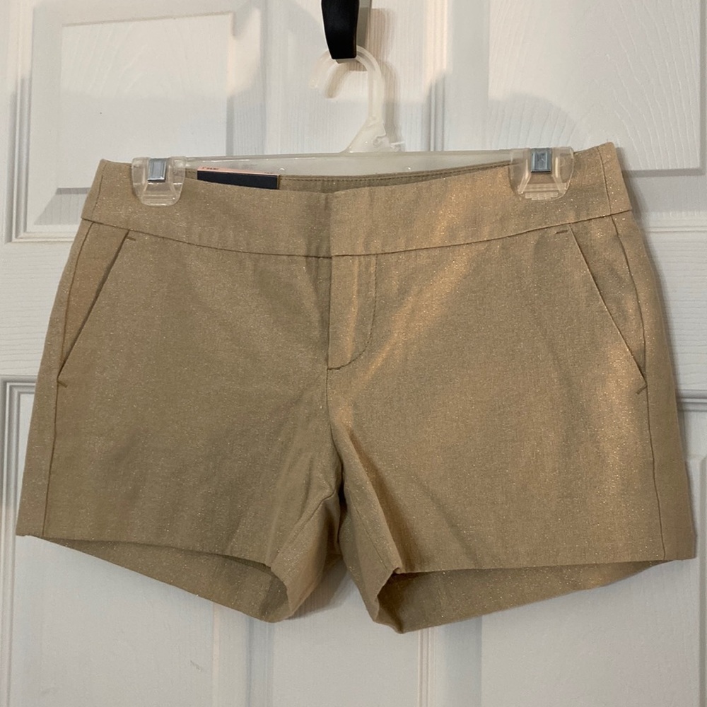 Banana Republic Gold Shimmer 3” Shorts 00 Petite 00p nwt Women’s